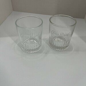 2 x Limited Edition Etched Crown Royal "Est.  1939" Ribbed Whiskey Rocks Glasses